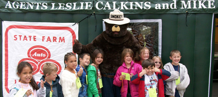 Smokey the Bear Visits Infaltable Fire Education House