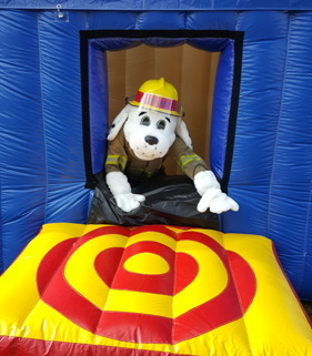 Rescue Dog on Inflatable Fire House Landing Pad